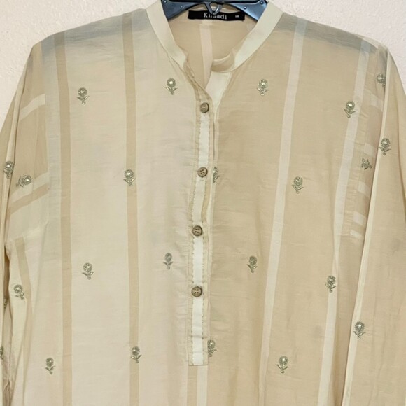 Khaadi Ivory with gold embroidery A line kurta for women Size 14 / Size Large - Picture 16 of 16